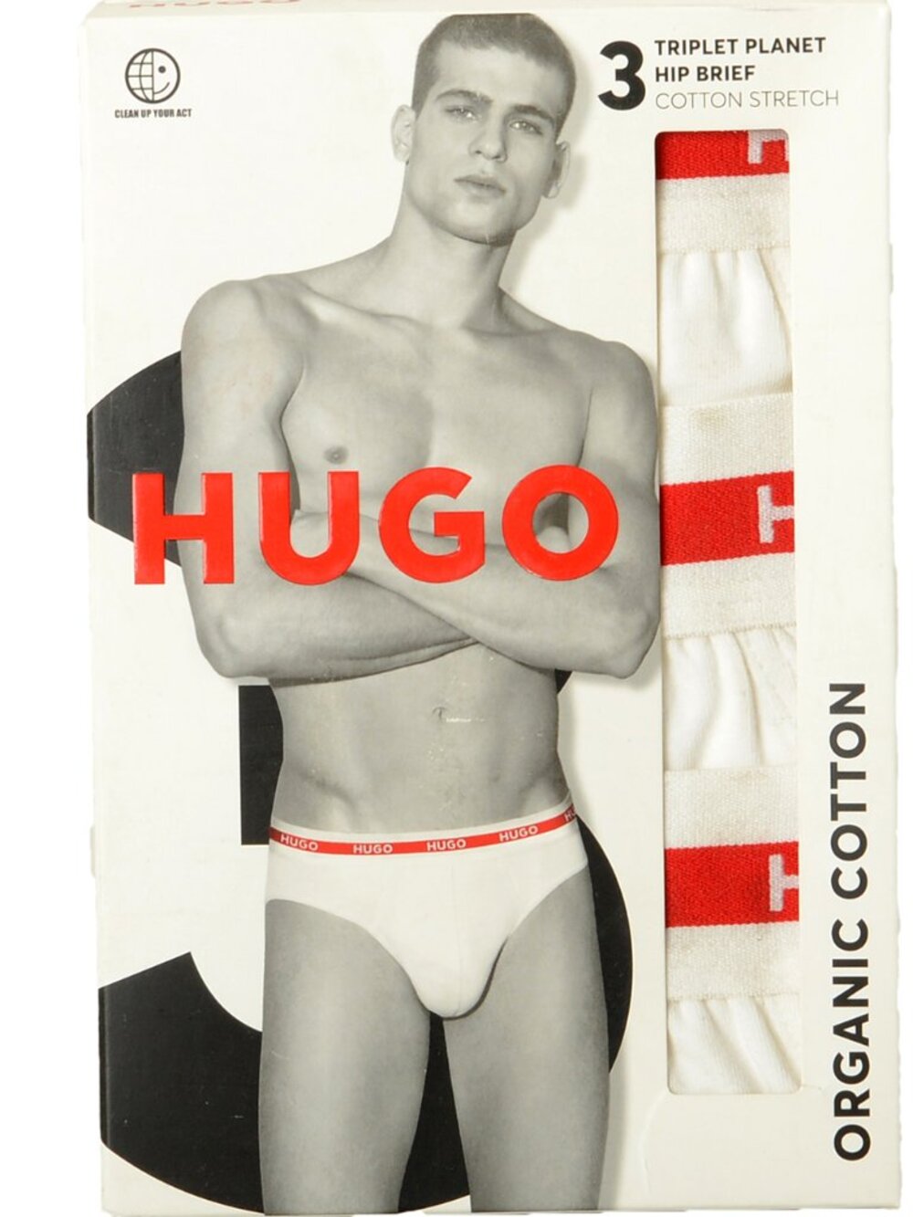 Hugo Boss Men's "Planet" Logo Strap 3 Pack Hip Brief Underwear US 2XL IT 56